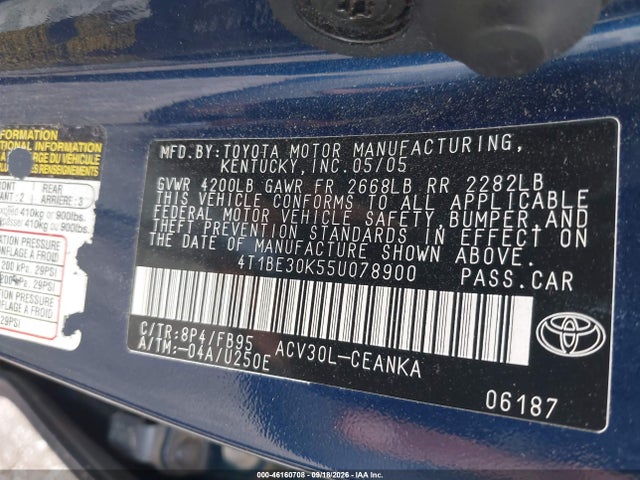 Продаж на аукціоні авто 2005 Toyota Camry Le, vin: 4T1BE30K55U078900, номер лоту: 46160708