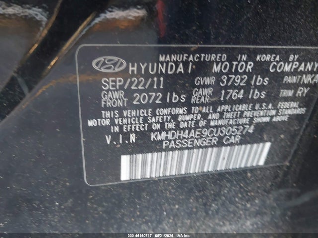 Продажа на аукционе авто 2012 Hyundai Elantra Limited (ulsan Plant), vin: KMHDH4AE9CU305274, номер лота: 46160717