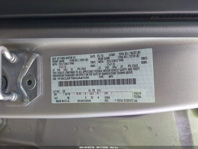 Ford ESCAPE S 2017 1FMCU0F76HUA41335 Image 9
