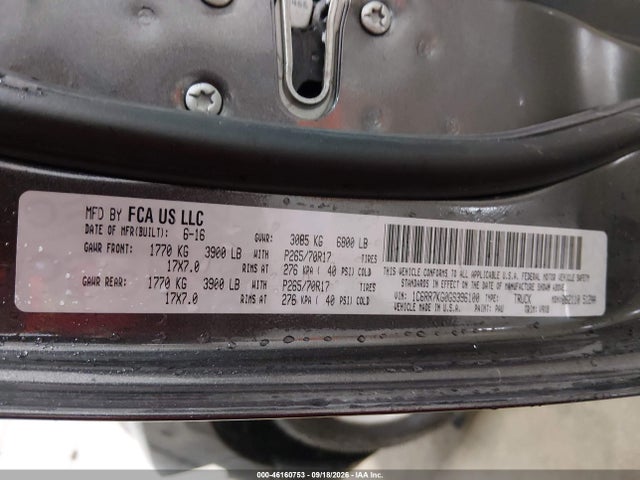 46160753 :رقم المزاد ، 1C6RR7KG0GS396100 vin ، 2016 Ram 1500 Tradesman مزاد بيع