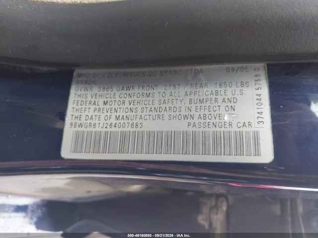 46160880 :رقم المزاد ، 9BWGR61J264007683 vin ، 2006 Volkswagen Golf Gls Tdi مزاد بيع