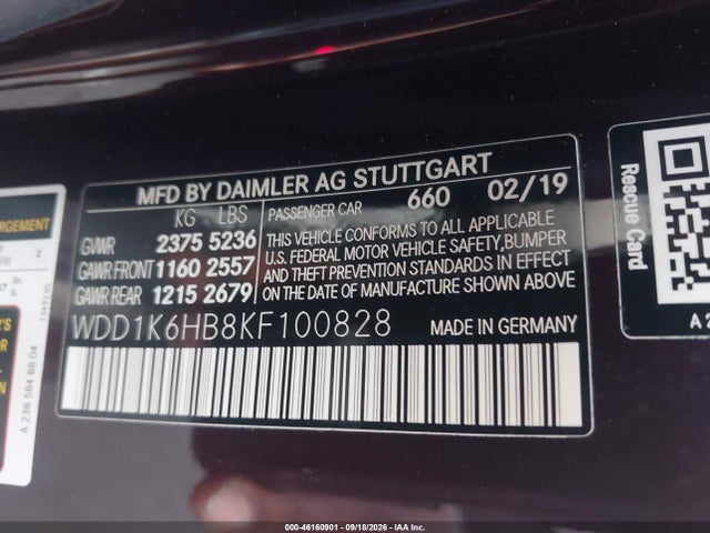 Aukcja sprzedaży 2019 Mercedes-benz E 450, vin: WDD1K6HB8KF100828, numer aukcji: 46160901