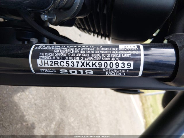 Продаж на аукціоні авто 2019 Honda Vt750 C2b, vin: JH2RC537XKK900939, номер лоту: 46160920