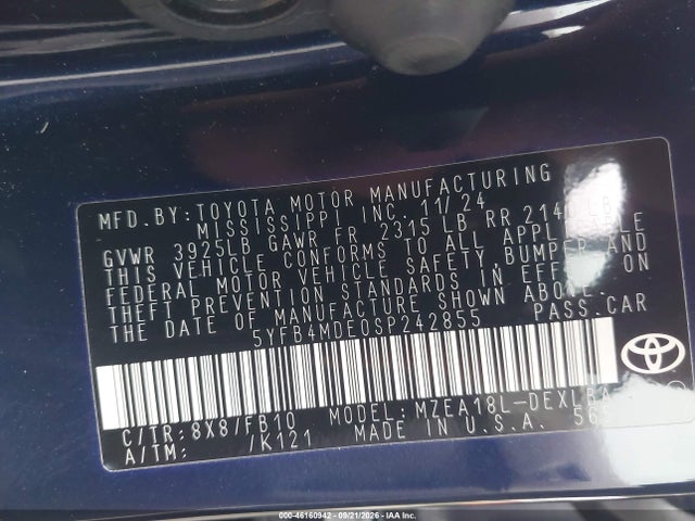 Aukcja sprzedaży 2025 Toyota Corolla Le, vin: 5YFB4MDE0SP242855, numer aukcji: 46160942