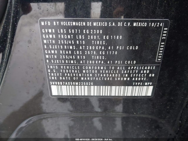 Aukcja sprzedaży 2024 Volkswagen Tiguan 2.0t Se R-line Black, vin: 3VV8B7AX5RM225026, numer aukcji: 46161028