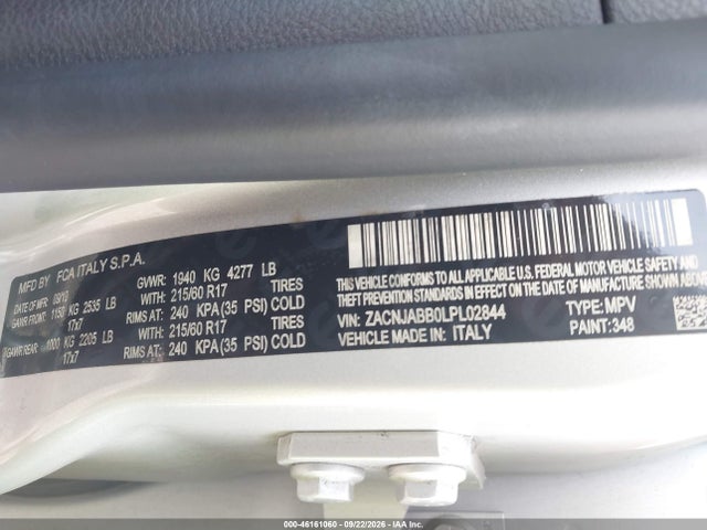 Aukcja sprzedaży 2020 Jeep Renegade Latitude Fwd, vin: ZACNJABB0LPL02844, numer aukcji: 46161060
