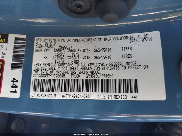 3TMDZ5BN7KM076845 Toyota Tacoma Trd Off Road