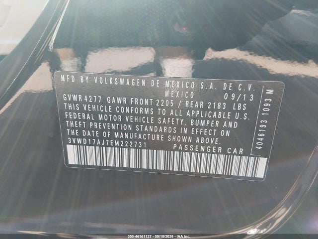 3VWD17AJ7EM222731 Volkswagen Jetta 1.8t Se