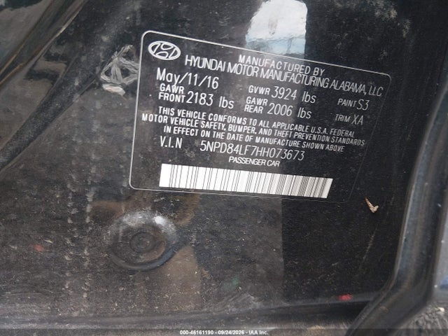 Продажа на аукционе авто 2017 Hyundai Elantra Se, vin: 5NPD84LF7HH073673, номер лота: 46161190