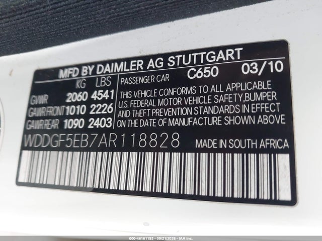Aukcja sprzedaży 2010 Mercedes-benz C 300 Sport, vin: WDDGF5EB7AR118828, numer aukcji: 46161193
