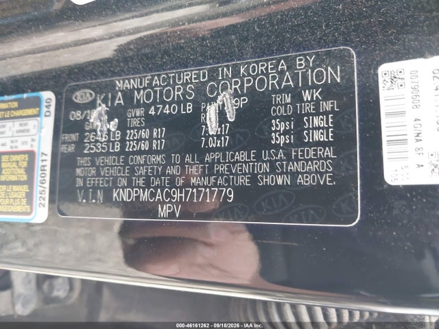 Aukcja sprzedaży 2017 Kia Sportage Lx, vin: KNDPMCAC9H7171779, numer aukcji: 46161262