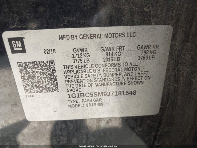 Продаж на аукціоні авто 2018 Chevrolet Cruze Ls Auto, vin: 1G1BC5SM9J7181548, номер лоту: 46161309