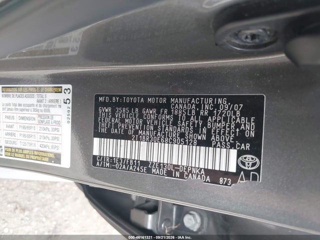 Aukcja sprzedaży 2008 Toyota Corolla Le, vin: 2T1BR30E68C905128, numer aukcji: 46161321