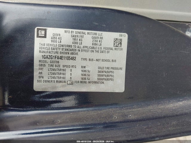 Продаж на аукціоні авто 2014 Chevrolet Express 3500 Lt, vin: 1GAZG1FA4E1105482, номер лоту: 46161334