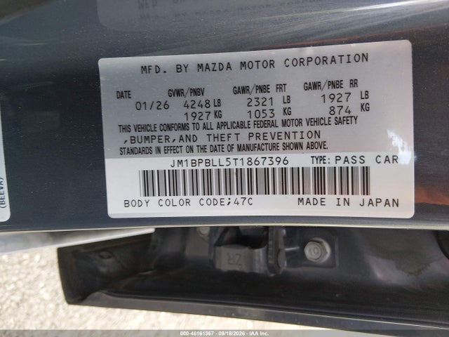 Aukcja sprzedaży 2026 Mazda Mazda3 2.5 S Carbon Edition, vin: JM1BPBLL5T1867396, numer aukcji: 46161367