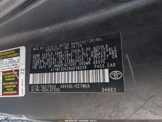 Aukcja sprzedaży 2010 Toyota Camry Le, vin: 4T1BF3EK2AU018329, numer aukcji: 46161398