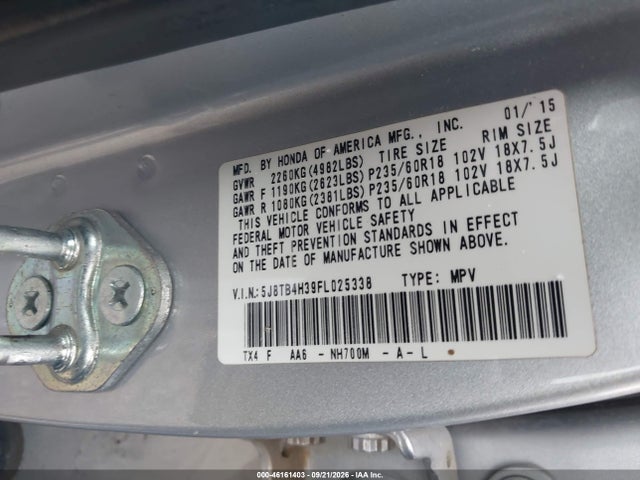 46161403 :رقم المزاد ، 5J8TB4H39FL025338 vin ، 2015 Acura Rdx مزاد بيع