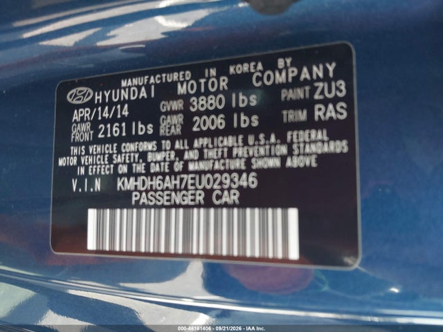 Hyundai Elantra 2014 KMHDH6AH7EU029346 Image 9