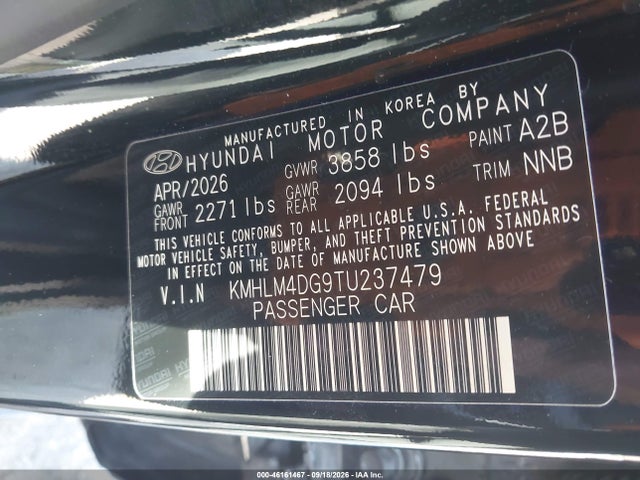 Aukcja sprzedaży 2026 Hyundai Elantra Sel Sport, vin: KMHLM4DG9TU237479, numer aukcji: 46161467