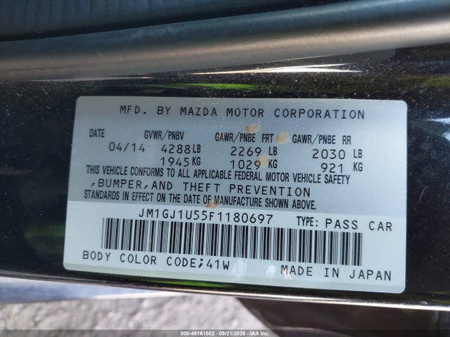 46161502 :رقم المزاد ، JM1GJ1U55F1180697 vin ، 2015 Mazda Mazda6 I Sport مزاد بيع