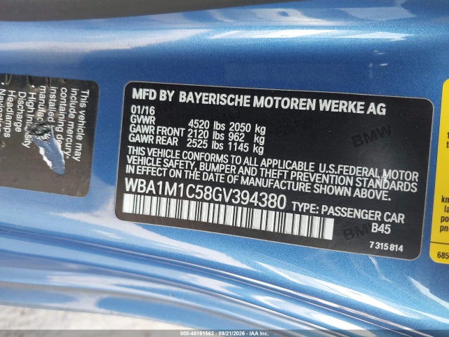 BMW M235I 2016 WBA1M1C58GV394380 Image 9