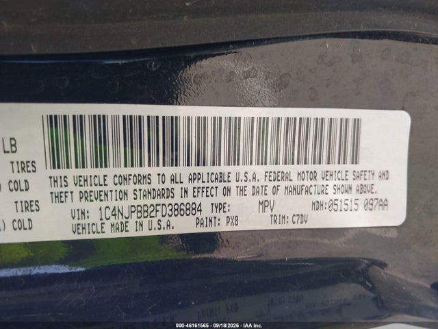 Продажа на аукционе авто 2015 Jeep Patriot Sport, vin: 1C4NJPBB2FD386884, номер лота: 46161565