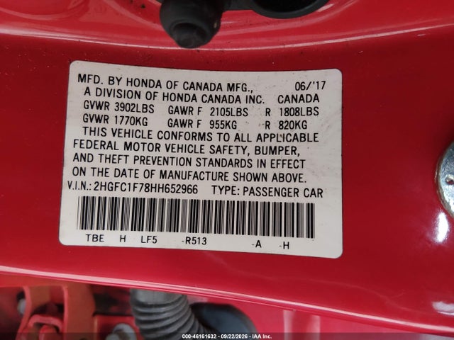 Honda Civic Ex-l 2017 2HGFC1F78HH652966 Image 9