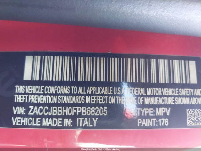 46161645 :رقم المزاد ، ZACCJBBH0FPB68205 vin ، 2015 Jeep Renegade Latitude مزاد بيع