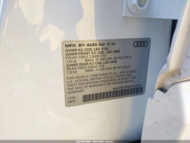 46161669 :رقم المزاد ، WA1EECF36R1112913 vin ، 2024 Audi Q3 Premium Plus 45 Tfsi S Line Quattro Tiptronic مزاد بيع