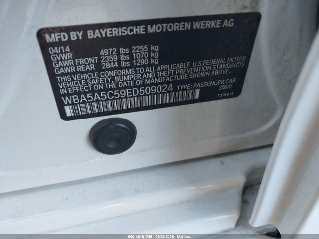 Aukcja sprzedaży 2014 Bmw 528i, vin: WBA5A5C59ED509024, numer aukcji: 46161749