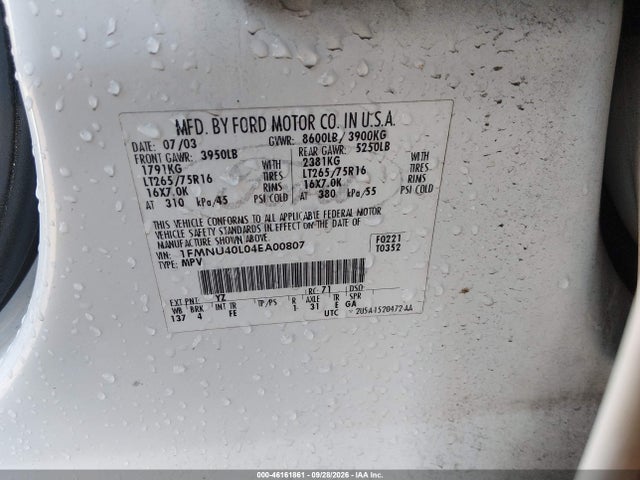 Продаж на аукціоні авто 2004 Ford Excursion Xls/xlt, vin: 1FMNU40L04EA00807, номер лоту: 46161861