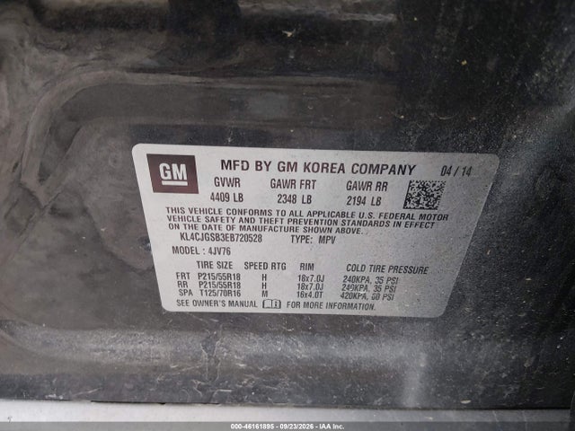 Продаж на аукціоні авто 2014 Buick Encore Leather, vin: KL4CJGSB3EB720528, номер лоту: 46161895