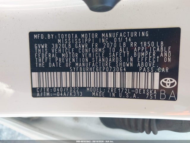 Toyota Corolla S Plus 2014 5YFBURHE6EP073064 Image 9