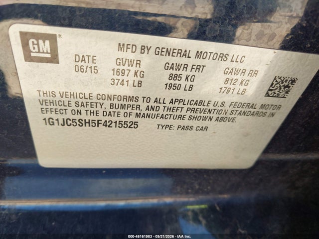 Chevrolet SONIC LT 2015 1G1JC5SH5F4215525 Image 9
