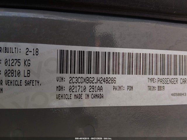 Продаж на аукціоні авто 2018 Dodge Charger Sxt Rwd, vin: 2C3CDXBG2JH248286, номер лоту: 46162015