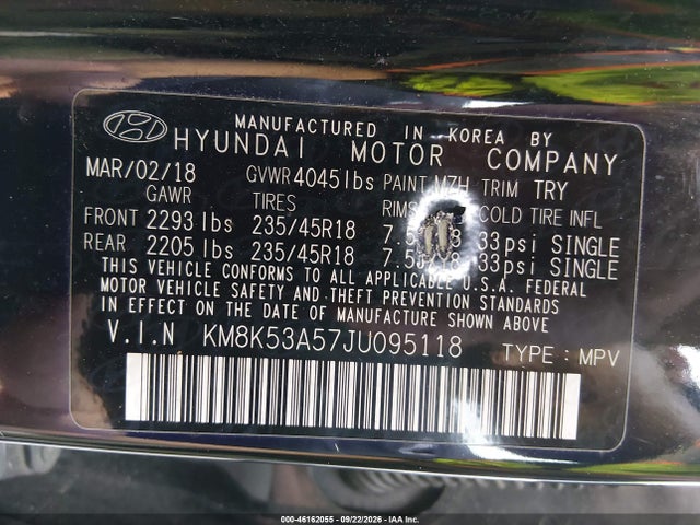 Продажа на аукционе авто 2018 Hyundai Kona Ultimate, vin: KM8K53A57JU095118, номер лота: 46162055