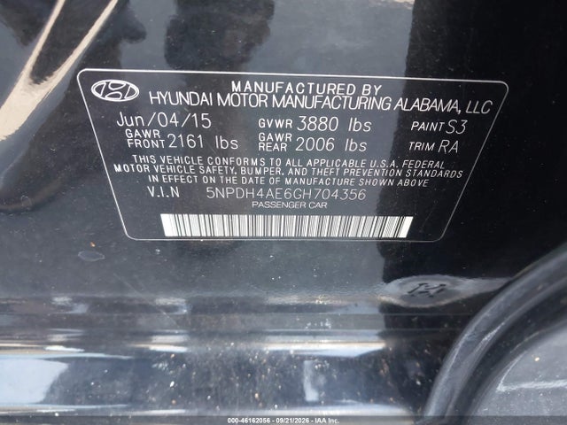 Продаж на аукціоні авто 2016 Hyundai Elantra Se, vin: 5NPDH4AE6GH704356, номер лоту: 46162056