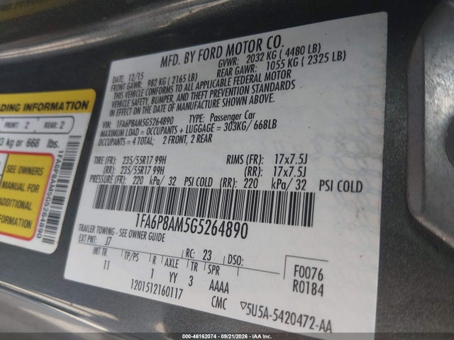 Ford Mustang V6 2016 1FA6P8AM5G5264890 Image 9