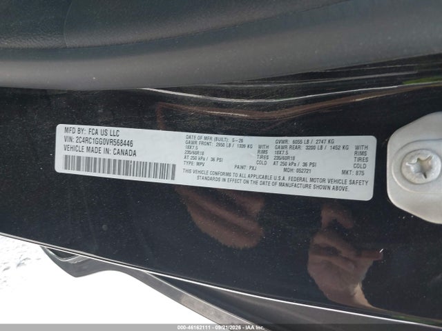 Aukcja sprzedaży 2027 Chrysler Pacifica, vin: 2C4RC1GG0VR568446, numer aukcji: 46162111