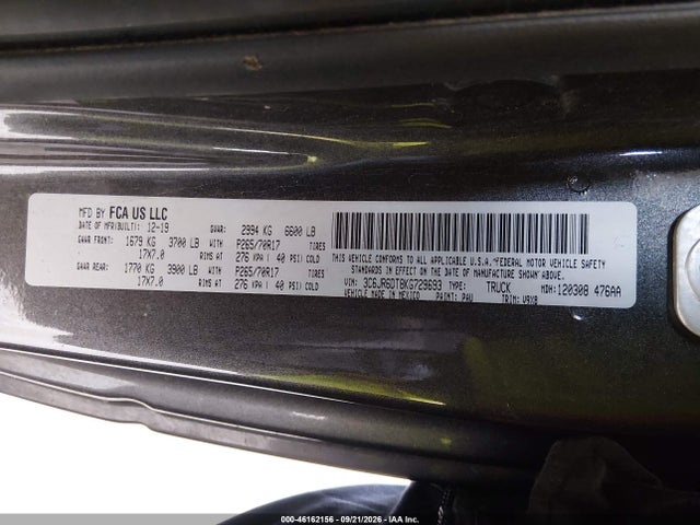 2019 Ram 1500 Classic Tradesman  4x2 8' Box მანქანა იყიდება აუქციონზე, vin: 3C6JR6DT8KG729693, აუქციონის ნომერი: 46162156