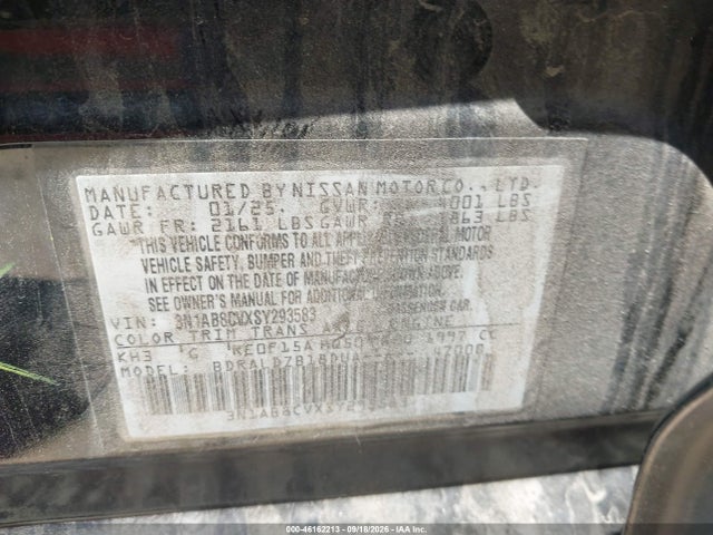 Продаж на аукціоні авто 2025 Nissan Sentra Sv, vin: 3N1AB8CVXSY293583, номер лоту: 46162213