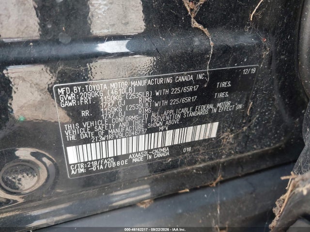 Aukcja sprzedaży 2020 Toyota Rav4 Xle, vin: 2T3W1RFV9LC046717, numer aukcji: 46162217