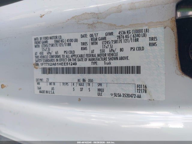 Ford F-250 Xl 2017 1FT7X2A61HEE51249 Image 9