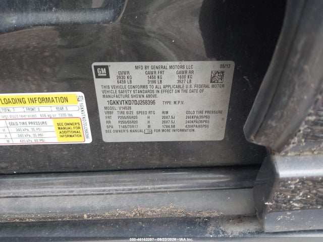 46162297 :رقم المزاد ، 1GKKVTKD7DJ268396 vin ، 2013 Gmc Acadia Denali مزاد بيع