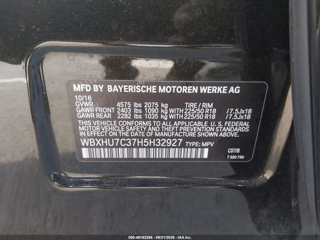 Aukcja sprzedaży 2017 Bmw X1 Sdrive28i, vin: WBXHU7C37H5H32927, numer aukcji: 46162366