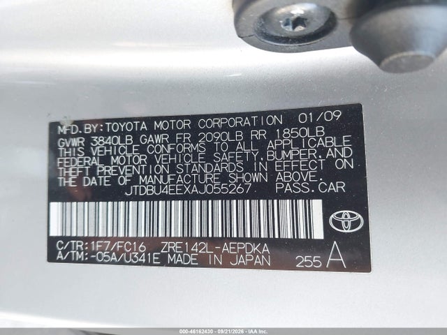 46162430 :رقم المزاد ، JTDBU4EEXAJ055267 vin ، 2010 Toyota Corolla Le مزاد بيع