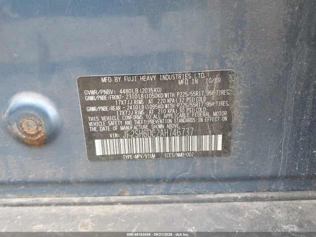 Aukcja sprzedaży 2010 Subaru Forester 2.5x Limited, vin: JF2SH6DC2AH746737, numer aukcji: 46162456