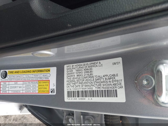 Honda ACCORD LX 2021 1HGCV1F16MA104062 Image 9