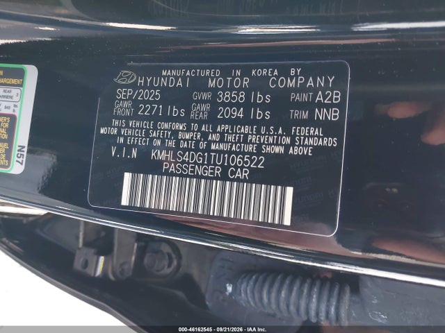 Продаж на аукціоні авто 2026 Hyundai Elantra Sel Sport Premium, vin: KMHLS4DG1TU106522, номер лоту: 46162545
