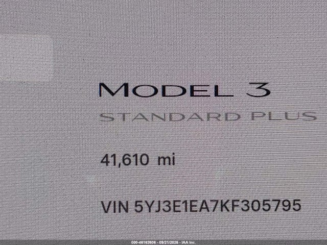 46162606 :رقم المزاد ، 5YJ3E1EA7KF305795 vin ، 2019 Tesla Model 3 Long Range/mid Range/standard Range/standard Range Plus مزاد بيع